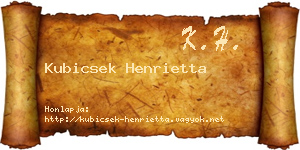 Kubicsek Henrietta névjegykártya